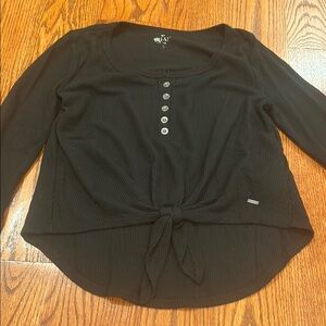 Black Button-Down Women's Top